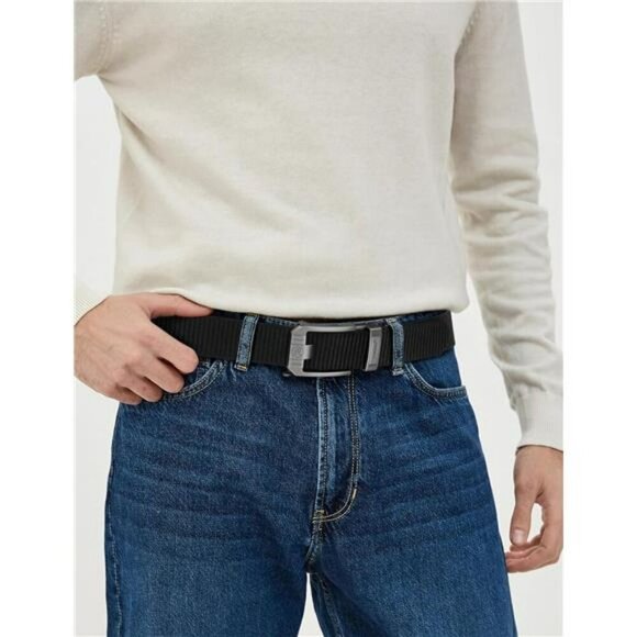 JUKMO Mens Tactical Ratchet Belt Nylon Web Adjustable Slide Buckle Black - Picture 6 of 7